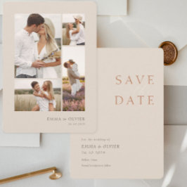 Elegant Copper Desert Sand Photo Collage Wedding Save The Date