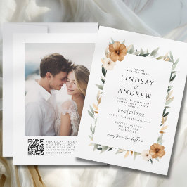 Elegant Copper & Earthy Botanical Photo Wedding Einladung