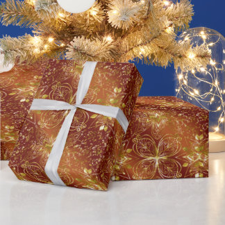 Elegant Copper Gold Florals Luxe Aesthetics Geschenkpapier