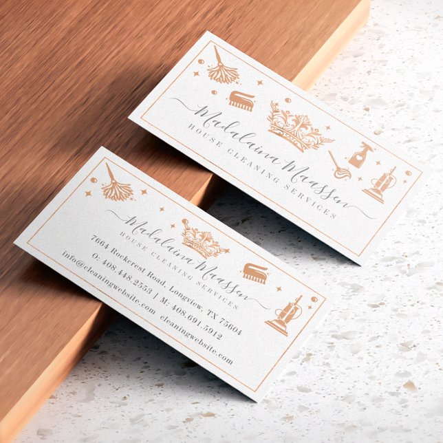 Elegant Copper Royal Floral & Foliage Cleaning Visitenkarte (Elegant Copper Royal Floral & Foliage Cleaning Business Card)
