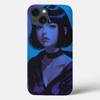 Élégant Coque Anime Sombre - Blue Glow Art