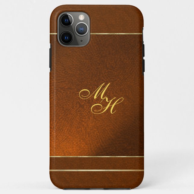 Élégant Coque Brown avec vos initiales (Dos)