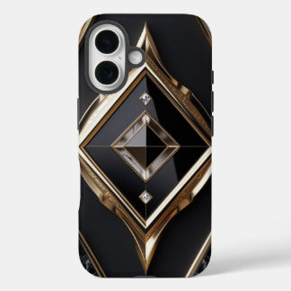 Élégant coque iphone Diamant Géométrique Or Noir