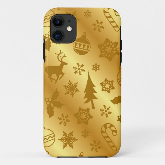 Élégant coque iphone d'impression Gold Christmas (Dos)