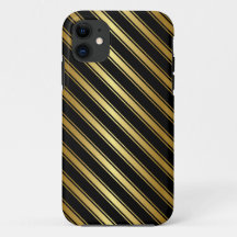 Élégant coque iphone en or et en bande noire