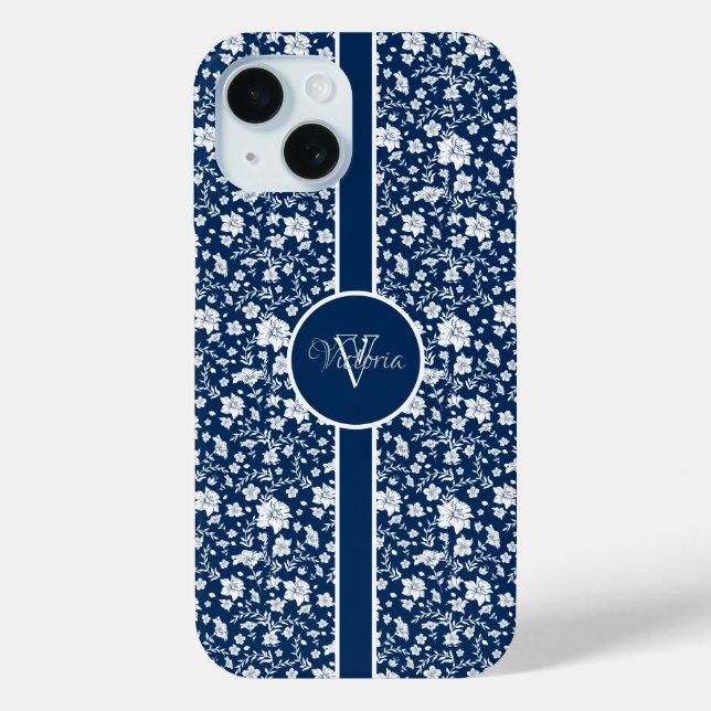 Élégant coque iphone floral blanc personnalisé (Verso)