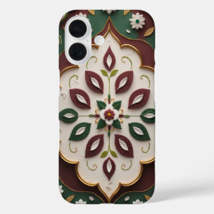 Élégant coque iphone floral Kolam inspiré par Rang