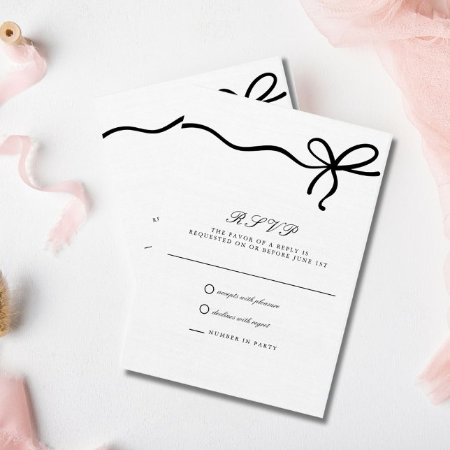 Elegant Coquette Bow Formal Wedding RSVP Karte (Elegant Coquette Bow Formal Wedding RSVP Card)