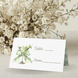 Elegant Coquette Martini Sage Green Baby Shower  Platzkarte