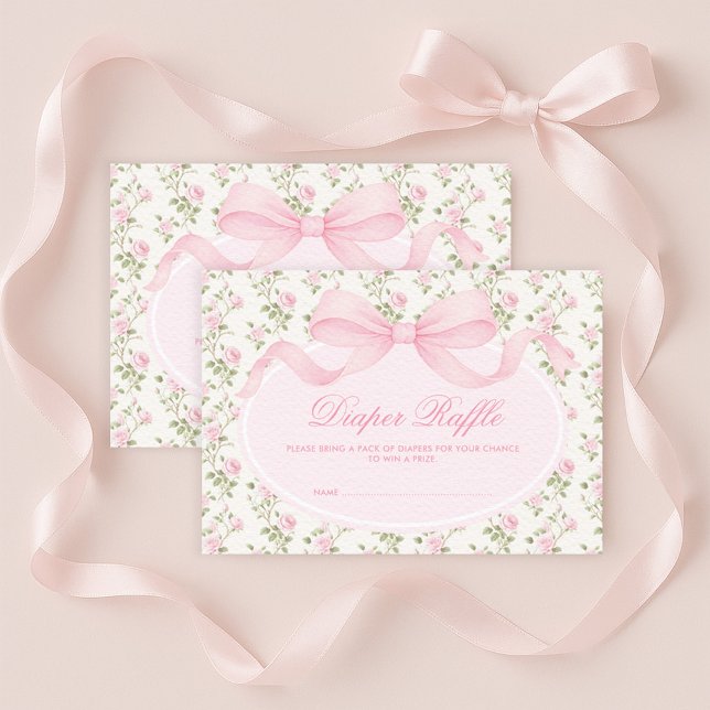 Elegant Coquette Pink Bow Diaper Raffle Begleitkarte (Von Creator hochgeladen)