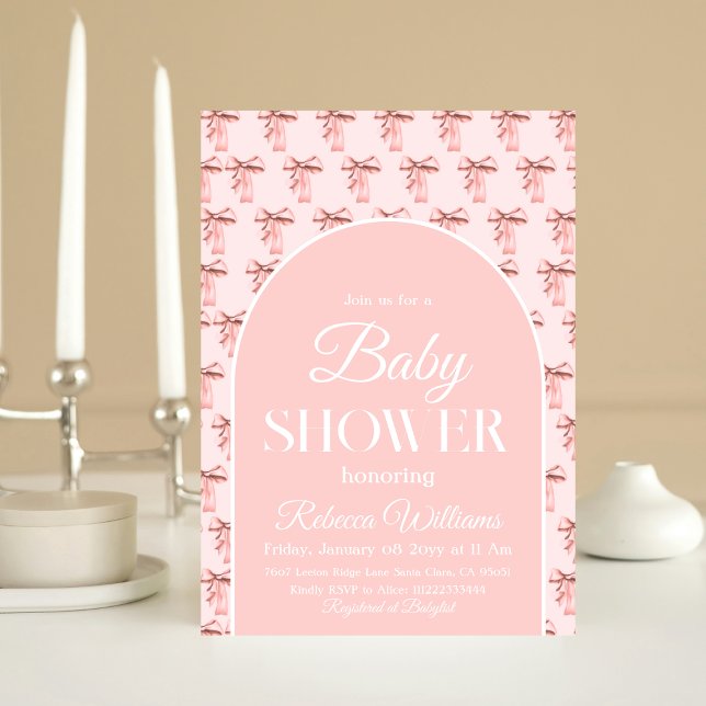 Elegant Coquette Pink Bow Es ist eine Girl Baby Du Einladung (Von Creator hochgeladen)