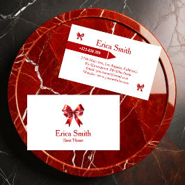 Elegant Coquette Red Bow Visitenkarte