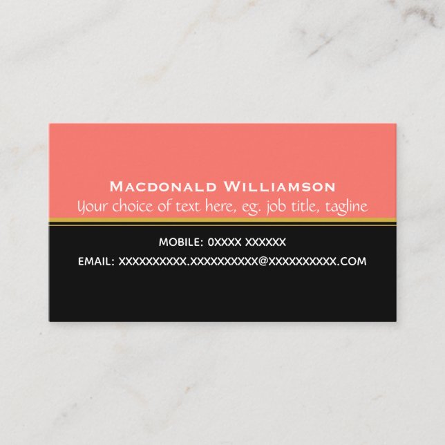 elegant | Coral Black | Christliche Schrift Visitenkarte (Vorderseite)