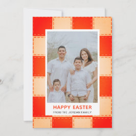 Elegant Coral & Cream Pattern Happy Easter Photo Feiertagskarte
