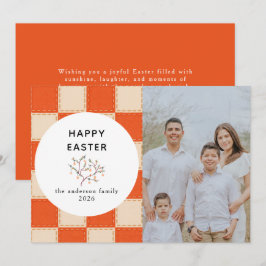 Elegant Coral & Cream Pattern  Happy Easter Photo Feiertagskarte