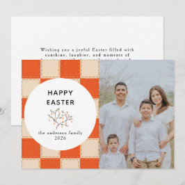 Elegant Coral & Cream Pattern  Happy Easter Photo Feiertagskarte
