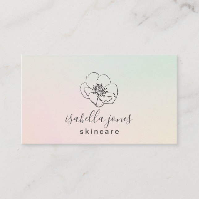 Elegant Coral Green Blush Ombre Skincare Visitenkarte (Vorderseite)