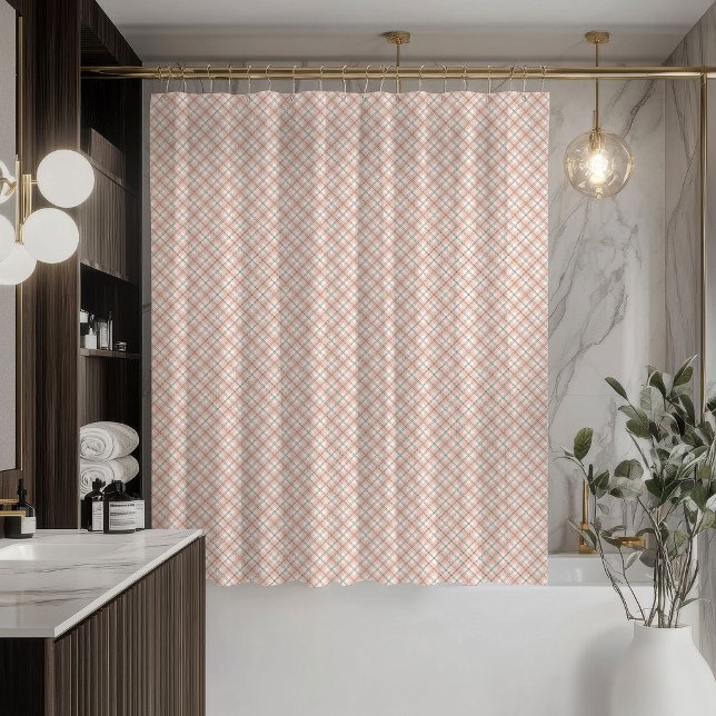 Elegant Coral Grey Curtain Cozy Modern Bathroom Duschvorhang (Elegant Coral Grey Curtain Cozy Modern Bathroom)