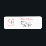 Elegant Coral Monogram Wedding Address Label<br><div class="desc">Elegant Coral Monogram Wedding Return Address Label</div>