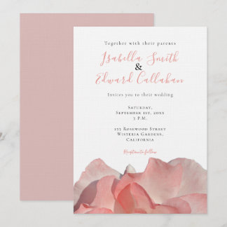 Elegant Coral Pink Rose Blumenzwiebeleinladung Einladung