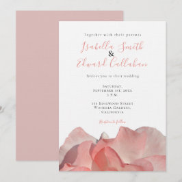 Elegant Coral Pink Rose Blumenzwiebeleinladung Einladung