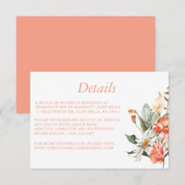 Elégant Coral rose Floral Mariage Détails Carte