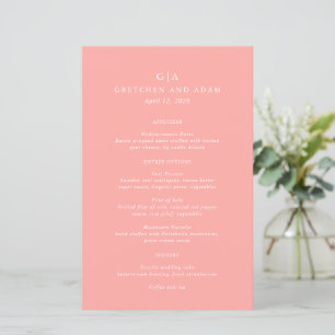 Elégant Coral Rose Moderne Menu Mariage
