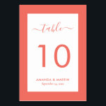 Elegant Coral Wedding Tischnummer<br><div class="desc">Elegante Korallenhochzeiten Tischnummern. Einfach online personalisieren. Matching Artikel zur Ergänzung dieser modernen Tischnummer Korallenhochzeit.</div>