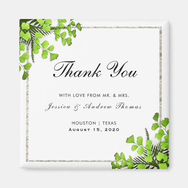 Elegant Corner Fern Dekoration Wedding Vielen Dank Magnet (Vorne)