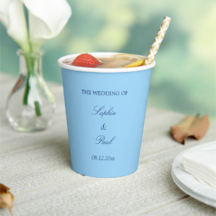 Elegant Cornflower Blue Wedding Paper Cups Pappbecher