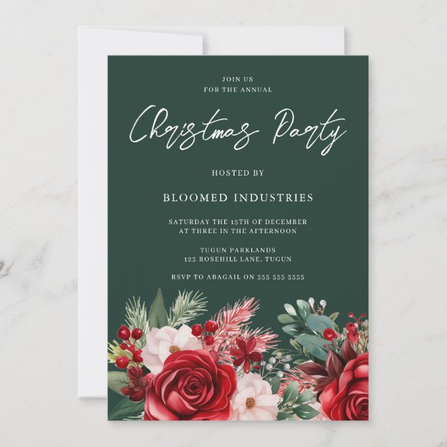 Elegant Corporate Christmas Soirée Green Einladung (Vorderseite)