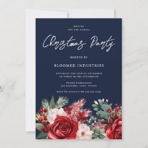 Elegant Corporate Christmas Soirée Navy Blue Einladung