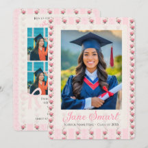 Elegant Cottagecore Graduation Announcement (pink)