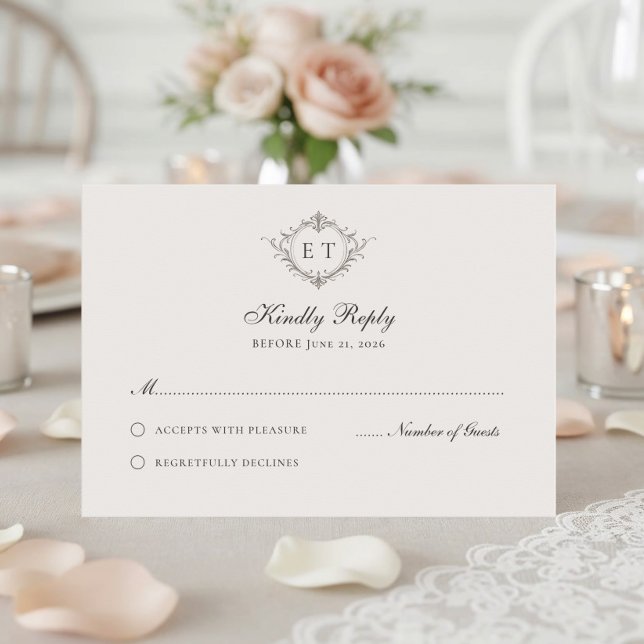 Elegant Country Monogram Wedding RSVP Card Karte (Von Creator hochgeladen)