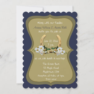Elegant Country Style Navy und Gold Einladung