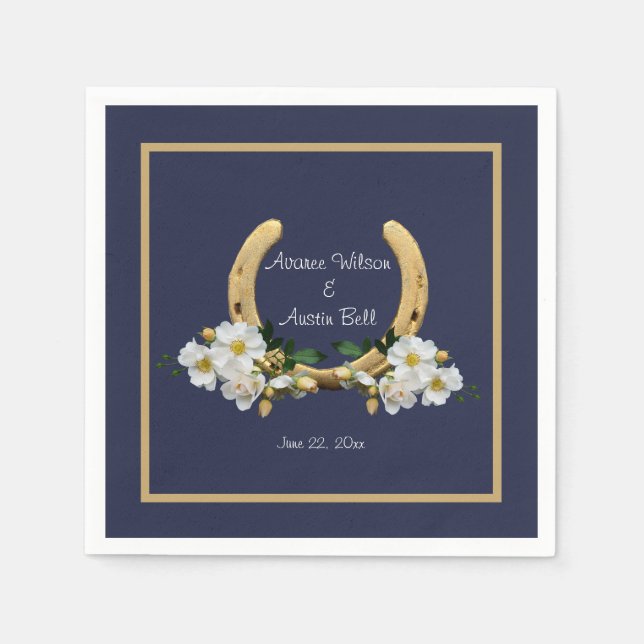 Elegant Country Style Navy und Gold Serviette (Vorderseite)