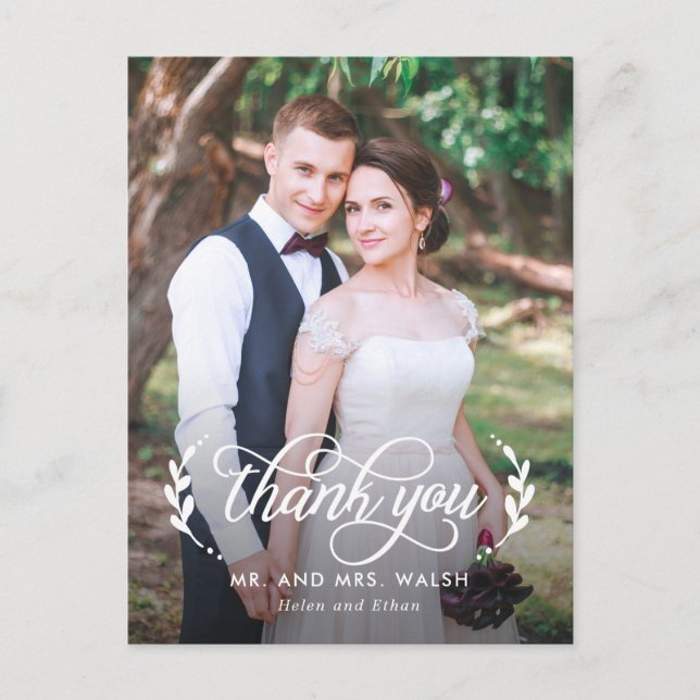 Elegant Couple Wedding Vielen Dank Postcard Postkarte (Vorderseite)