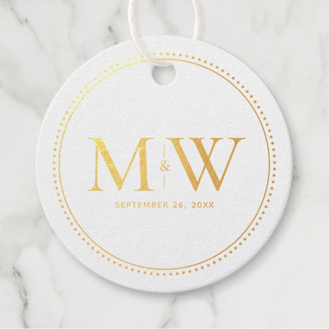 Elegant Couple's Monogram Wedding Geschenkanhänger (Vorderseite)
