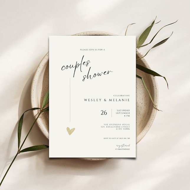 Elegant Couples Shower Calligraphy Typo Wedding  Einladung (Von Creator hochgeladen)