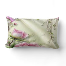 Élégant Coussin à effet de soie Floral - Pink Ma