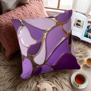 Élégant Coussin Abstrait violet et or