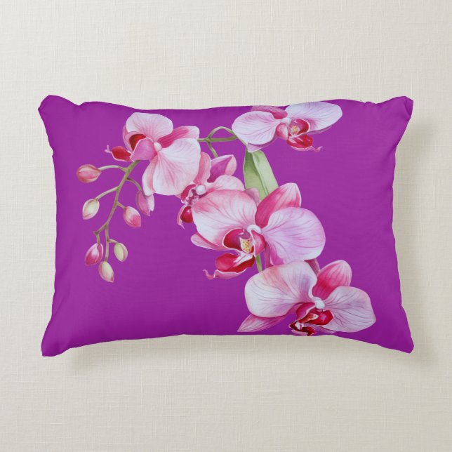 Élégant Coussin d'accent orchidée violet (Devant)