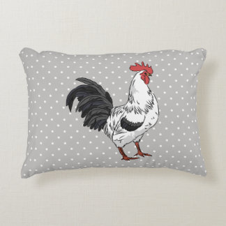 Élégant Coussin d'accents de coq blanc
