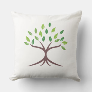 Élégant Coussin d'Art Minimaliste d'Arbre Vert 