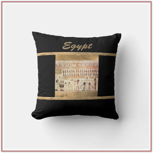 Élégant Coussin de Jet Ancien Égypte Noir