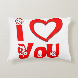 Élégant Coussin de Jet I Love You Rouge Minimali