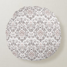 Élégant Coussin de Jeté en Damas Taupe & Gris | Vi