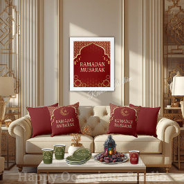 Élégant Coussin de Lancer Ramadan Mubarak