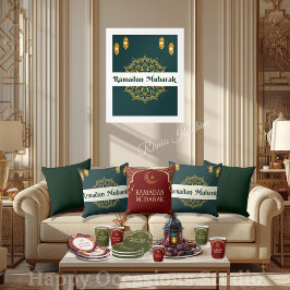 Élégant Coussin de Lancer Ramadan Mubarak