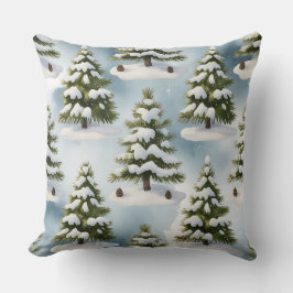 Élégant Coussin de Noël botanique d'hiver